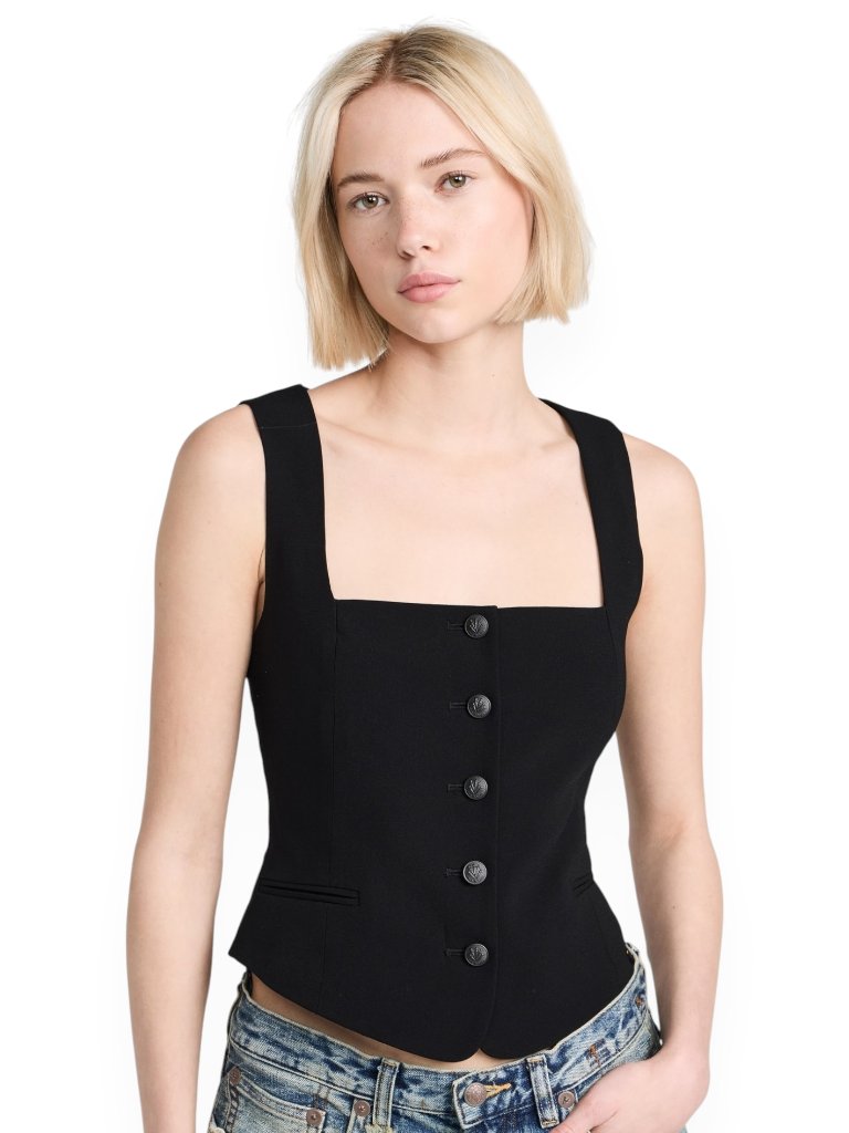 Rag & Bone Maria Black Wool Blend Vest Top Fitted Sexy Layering Piece Nwt New 2